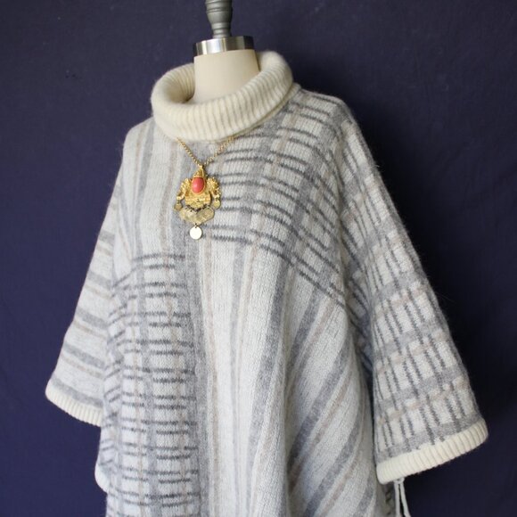 ICEWARE Vintage wool ponco cape jacket shawl aztec Fair Isles Icelandic Nordic - Picture 4 of 10